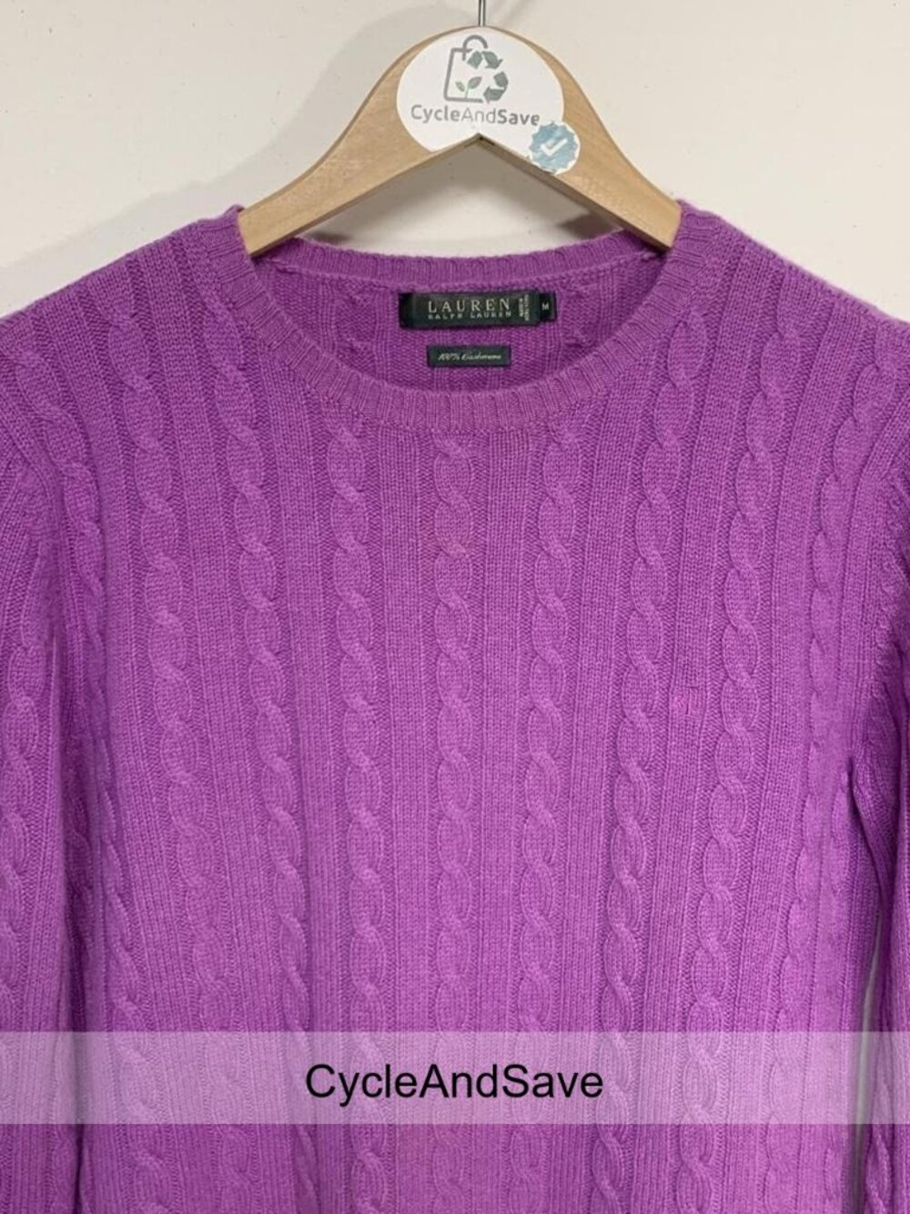 Ralph Lauren Laverne Purple Cable Knit Cashmere Sweater - Luxurious Comfort!